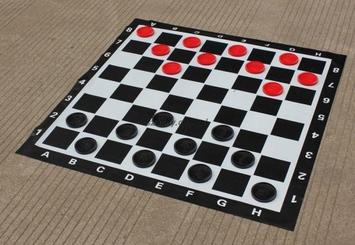 Warcaby tarasowe z tworzywa GKC-3 pionki + szachownica - Przecena